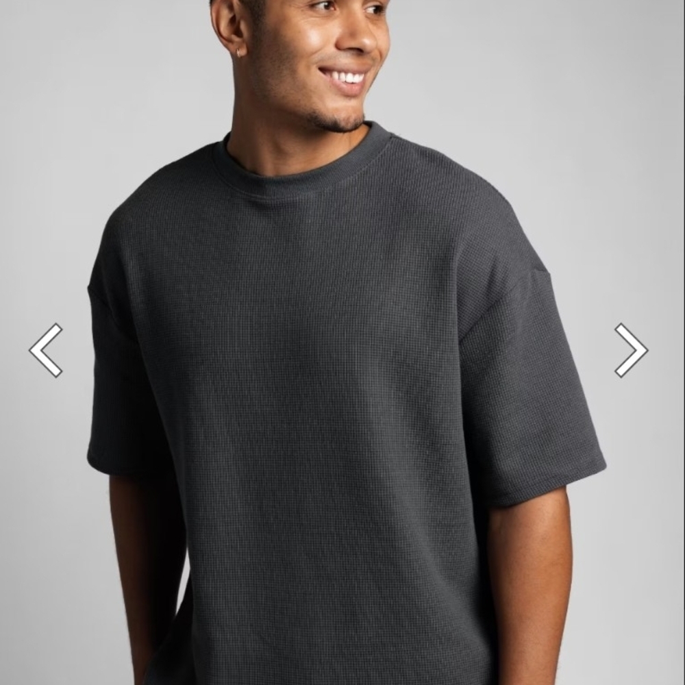 Comfrt Men's Charcoal Waffle Knit Short-Sleeve Shirt